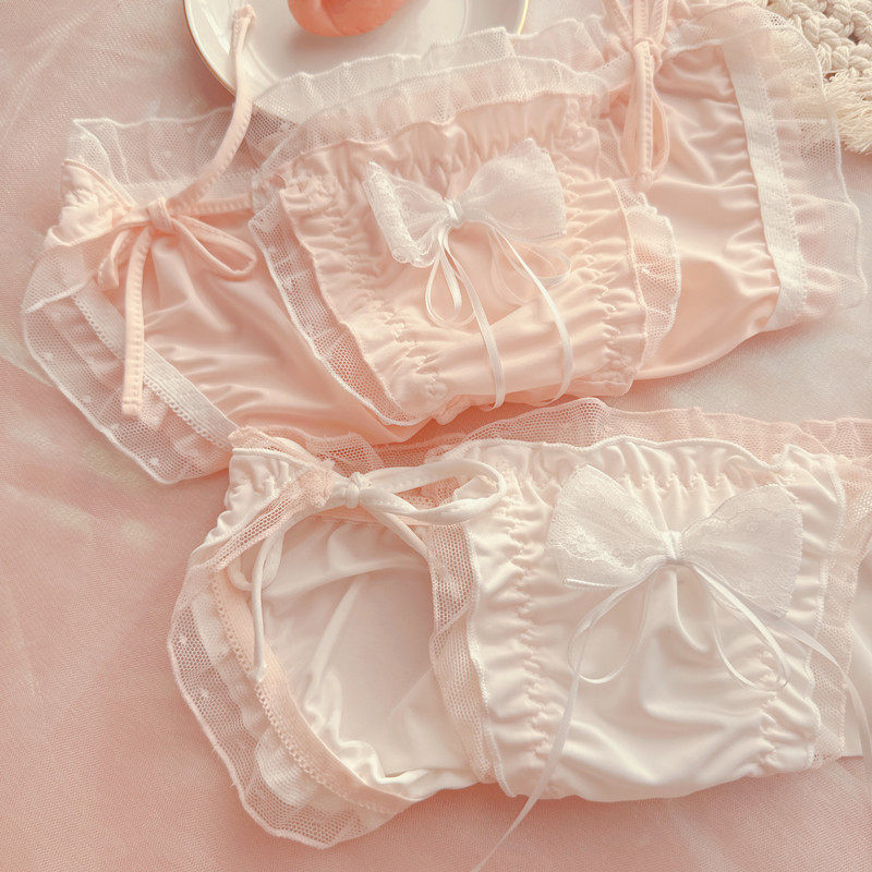2条装少女蝴蝶结系带三角裤 低腰性感女内裤牛奶丝棉档位舒适短裤