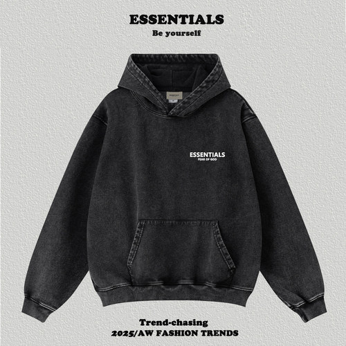 Essentials胸前小标做旧连帽卫衣