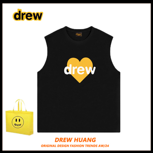 美潮Drew字母爱心印花圆领无袖背心坎肩情侣宽松街头休闲打底FOG