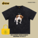 T恤做旧男女情侣纯棉半袖 Drew美式 潮牌可爱小狗趣味插画印花短袖