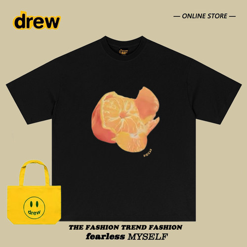 Drew潮牌橙子印花宽松短袖T恤