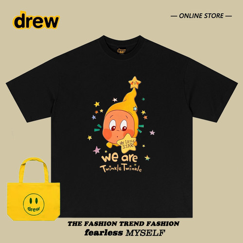 Drew卡通星星人宽松纯棉T恤