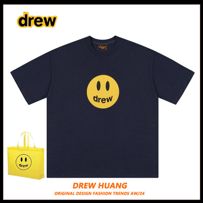 Drew美潮笑脸字母短袖T恤潮牌高街贾斯丁比伯宽松情侣圆领重磅FOG