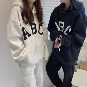 FOG第七季主线ABC字母植绒卫衣高街情侣宽松潮流连帽衫潮牌外套男