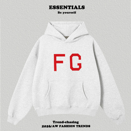 美式FOG植绒字母连帽卫衣宽松