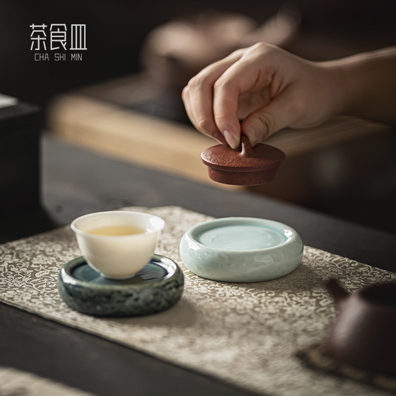 紫砂盖置高端壶承盖托壶垫杯垫中式复古精致茶宠茶室桌面装饰摆件