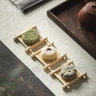 围炉点心盘竹编茶点盘复古竹制甜品台 订婚甜品台糕点摆盘摆台中式