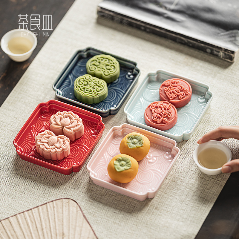 围炉煮茶点心盘中式陶瓷糕点摆盘