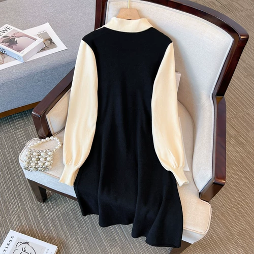 Модный трикотажный комплект, платье, большой размер, подходит для полных девушек, городской стиль, по фигуре