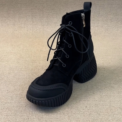 8cm增高厚底软皮小个子短靴