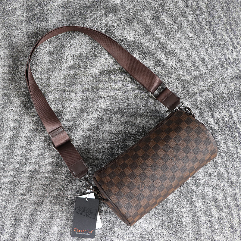 原创box小圆筒新款格子纹单肩包