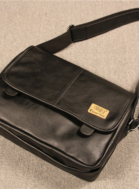 韩国复古邮差包潮牌男女单肩包时尚横款商务包学院风学生挎包男包