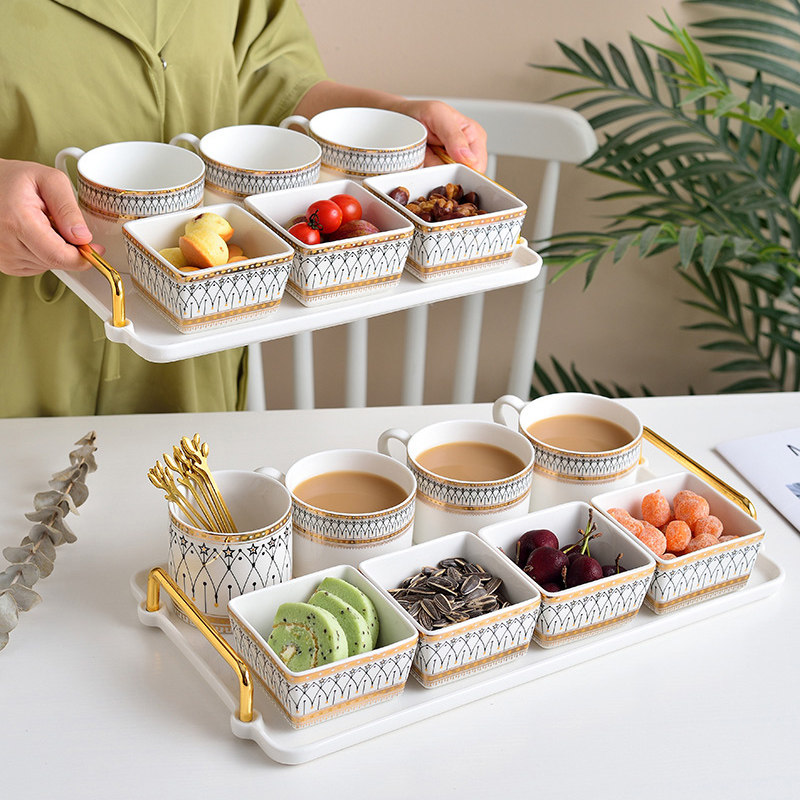 轻奢下午茶餐具套装小吃碟咖啡杯会所餐厅点心水果茶点茶歇摆盘