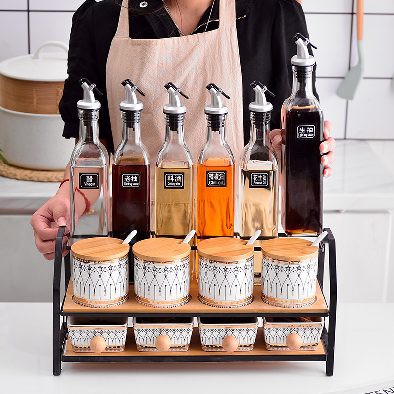 欧式调味罐套装北欧轻奢陶瓷调味瓶收纳调味盒厨房用品盐罐组合装