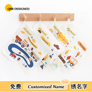 婴儿手帕纯棉宝宝柔软小方巾儿童双层棉布洗脸巾幼儿园擦手巾绣名