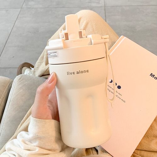 简约保温杯吸管咖啡杯316食品级