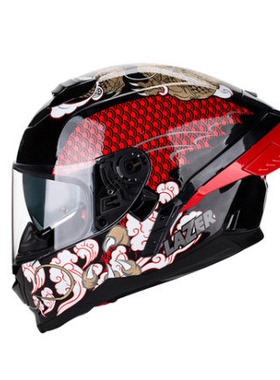 LAZER 摩托车头盔全盔 双镜片大尾翼四季盔眼镜槽个性跑盔赛盔