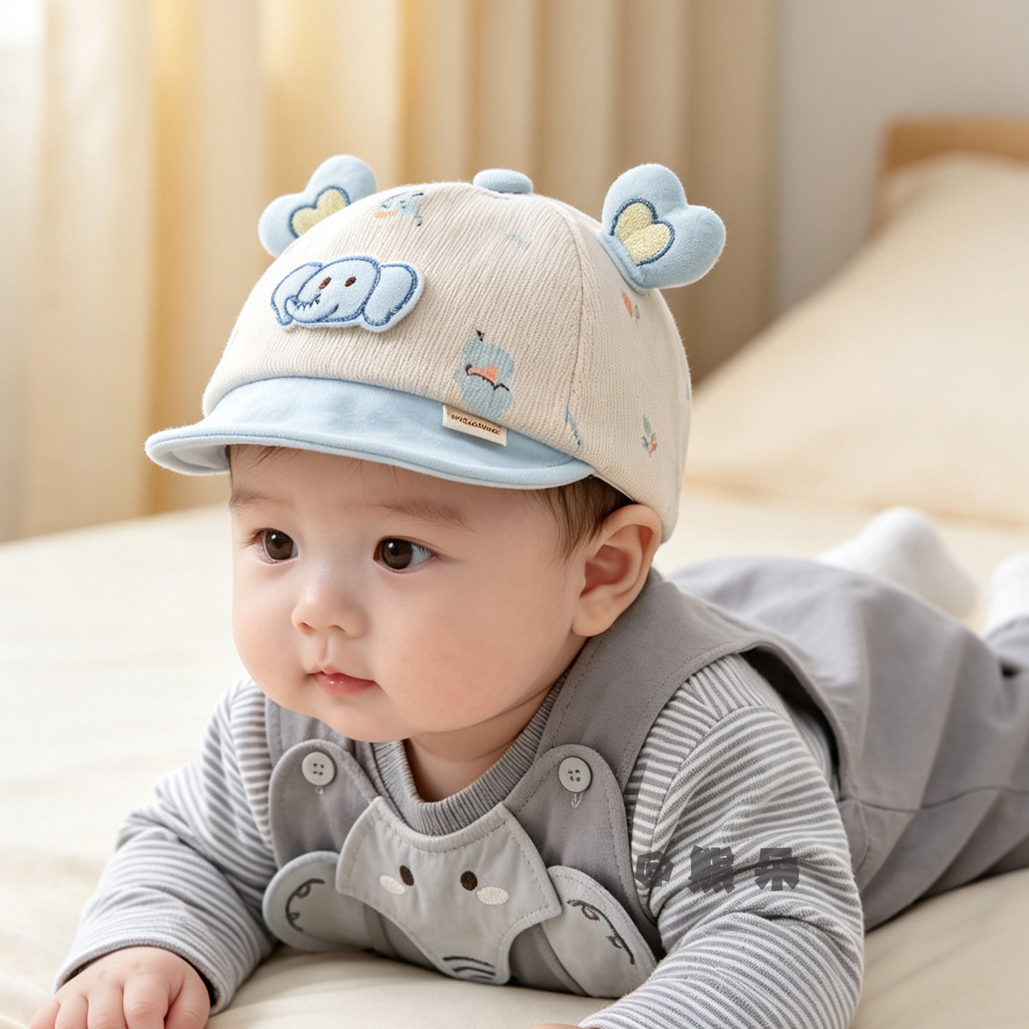 婴儿帽子春秋季薄款初生新生宝宝可爱鸭舌帽婴幼儿外出遮阳防晒帽