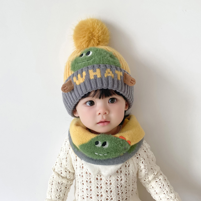儿童保暖帽围脖加绒棉内衬冬保暖