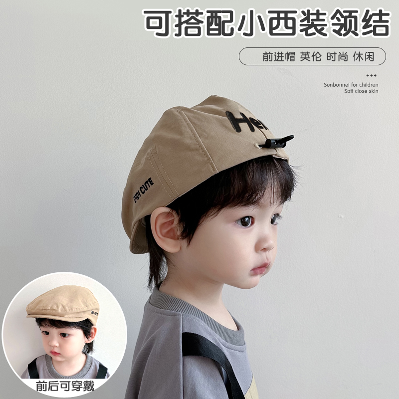 纯棉儿童前进帽英伦搭配领结西装