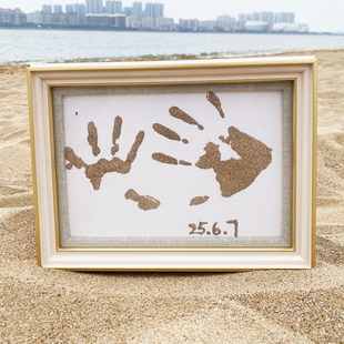 沙滩手印脚印DIY手工立体中空画框亲子情侣朋友旅行纪念礼品相框
