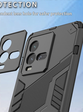 适用IQOO10手机壳vivoiqoo10新款支架磨砂V2218Aiq0010镜头保护套icoo男士ipoo爱酷硬壳vivoiq防摔lqoo黑色