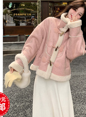 F257杏兰服装纸样 女装羊羔毛皮毛一体时尚外套上衣1:1裁剪图纸板