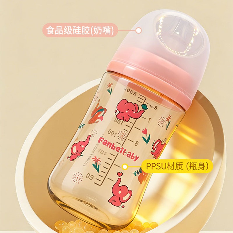 宽口径ppsu新生婴儿奶瓶宝宝喝水喝奶杯喂养防摔胀气0-1岁卡通壶图片