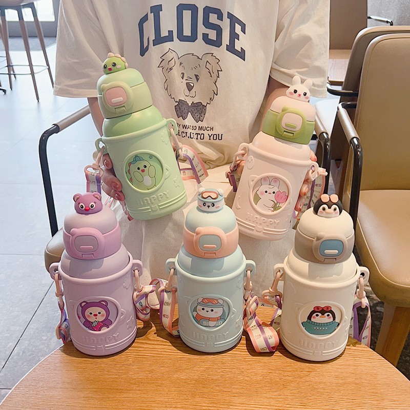 儿童饮水保温杯卡通不锈钢316宝宝小学生翻盖大容量男女通用500ml