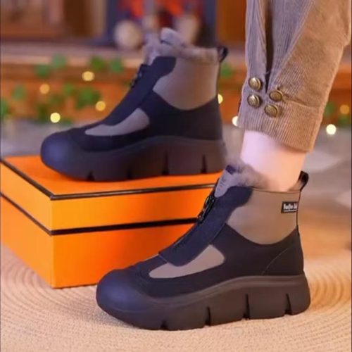 皮毛一体东北雪地靴女厚底