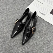 单鞋 女2026年新款 春秋百搭英伦风鞋 尖头小高跟粗跟法式 子超火皮鞋