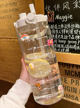 大容量水杯2升耐高温双饮盖户外塑料杯运动健身杯便携防摔水壶夏