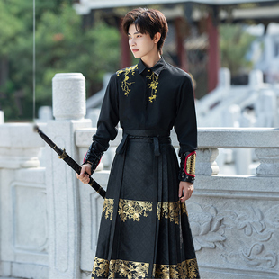 演出服套装 原创新款 古风情侣男女同款 织金马面裙新中式 汉服男款