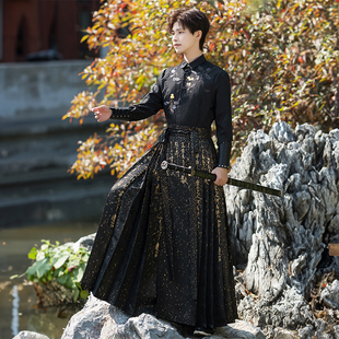 男女同款 国风表演服套装 表演服 织金刺绣新中式 原创汉服马面裙男款