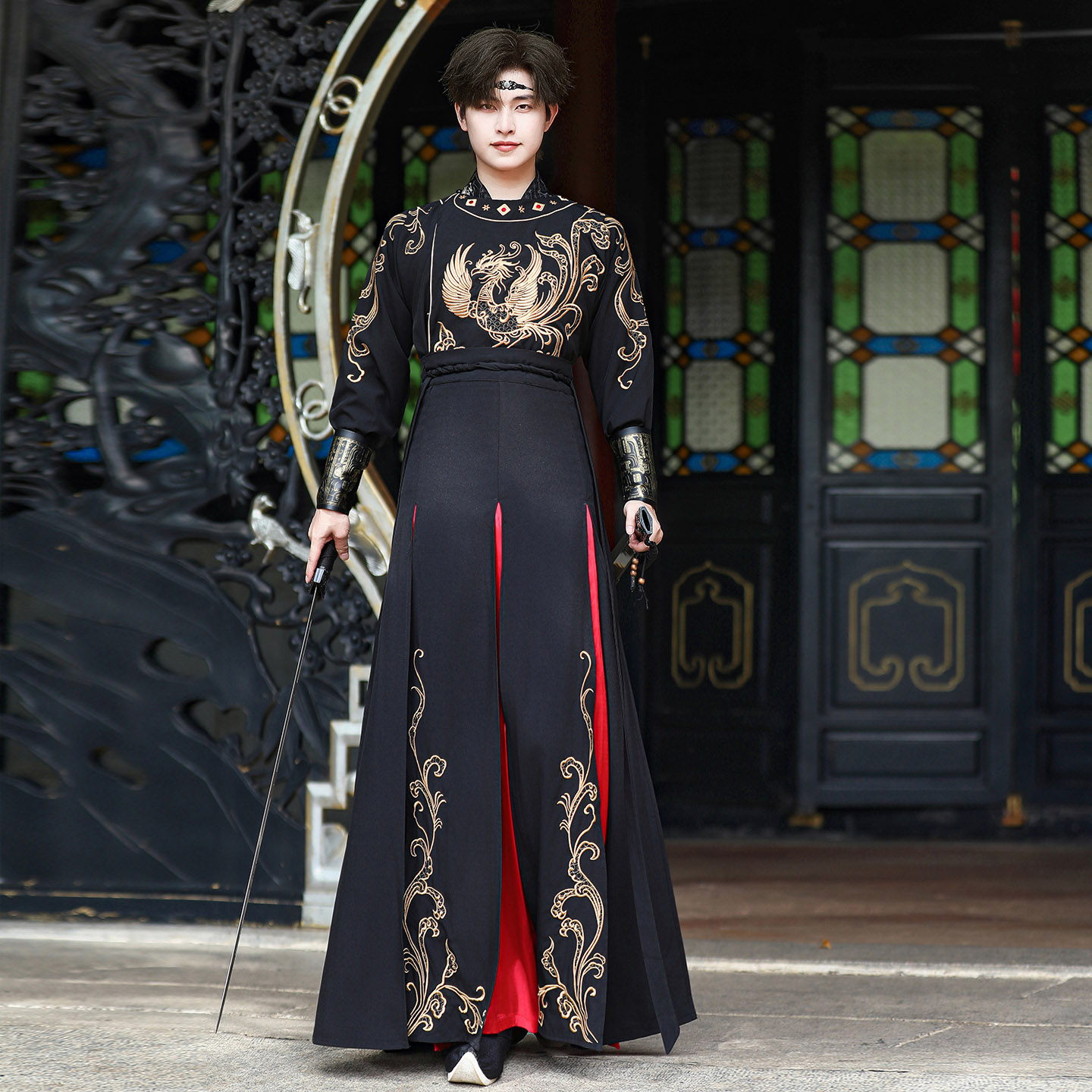 焕翎司秋冬男刺绣龙纹汉服套装图片
