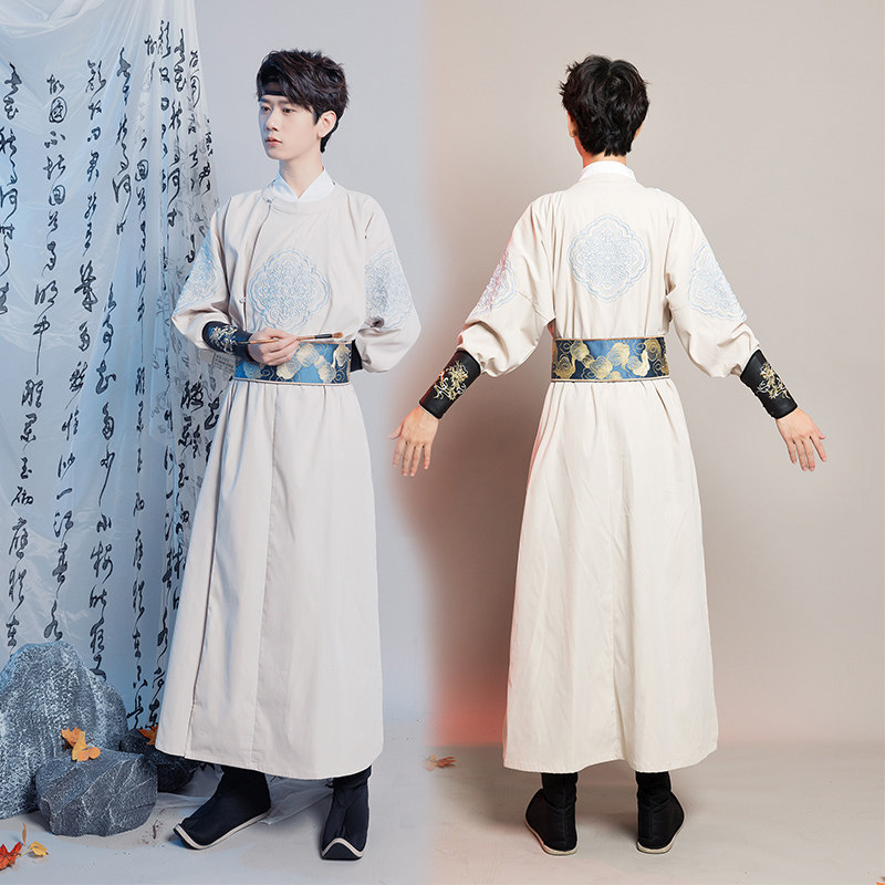 古风男款绣花圆领袍汉服演出服图片