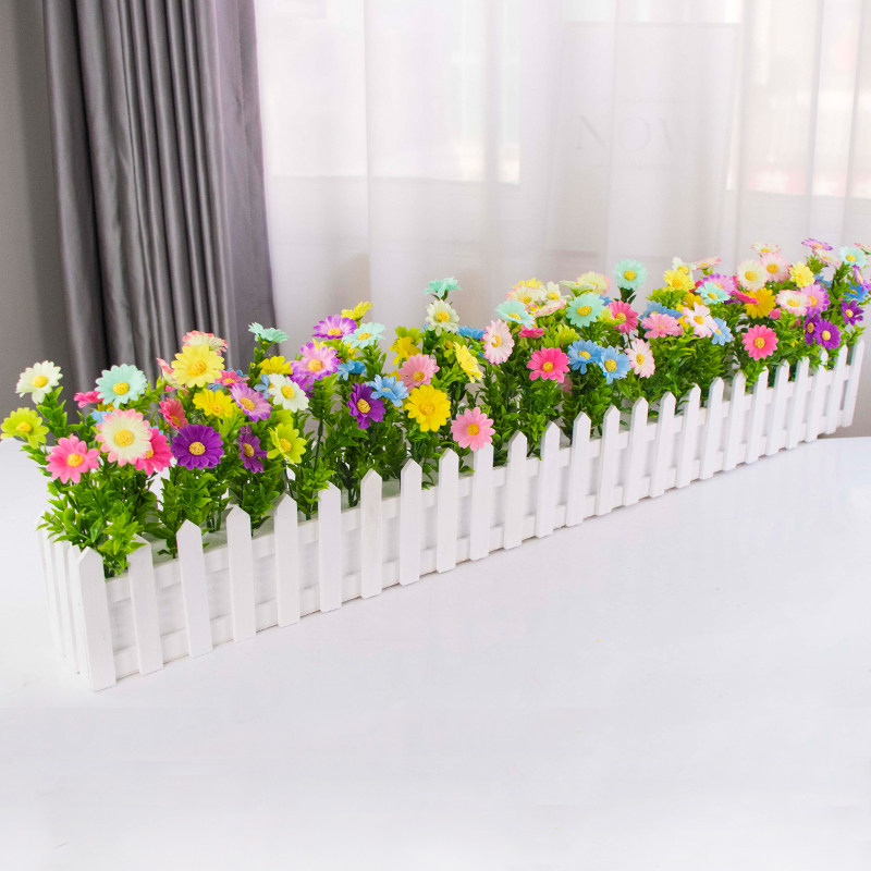 仿真花假花绢花摆放塑料花墙角遮挡仿真绿植摆件田园小雏菊栅栏花