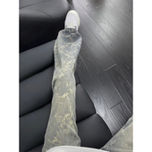 显瘦直筒长裤 提花刺绣微喇牛仔裤 子修身 高街裤 男生设计感穿搭美式