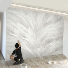 羽毛电视背景墙壁纸新款8d立体墙布客厅现代简约墙纸北欧风格壁画
