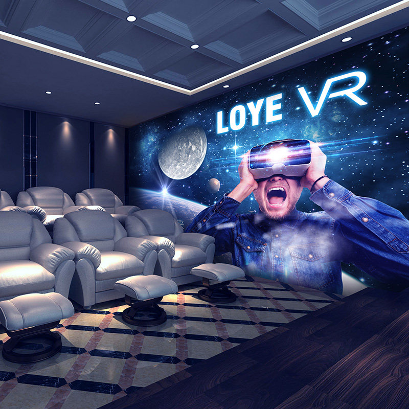 vr游戏体验馆背景墙壁画虚拟现实科技墙纸智能公司电教馆网吧壁纸