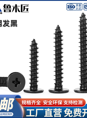 TRB 黑色CA十字扁平头自攻螺丝钉超薄自攻丝尖尾螺钉M1.2M2M3M4