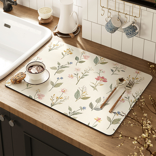 奶油风高级感厨房沥水垫洗手池洗菜池吸水垫台面餐桌垫杯垫盘垫