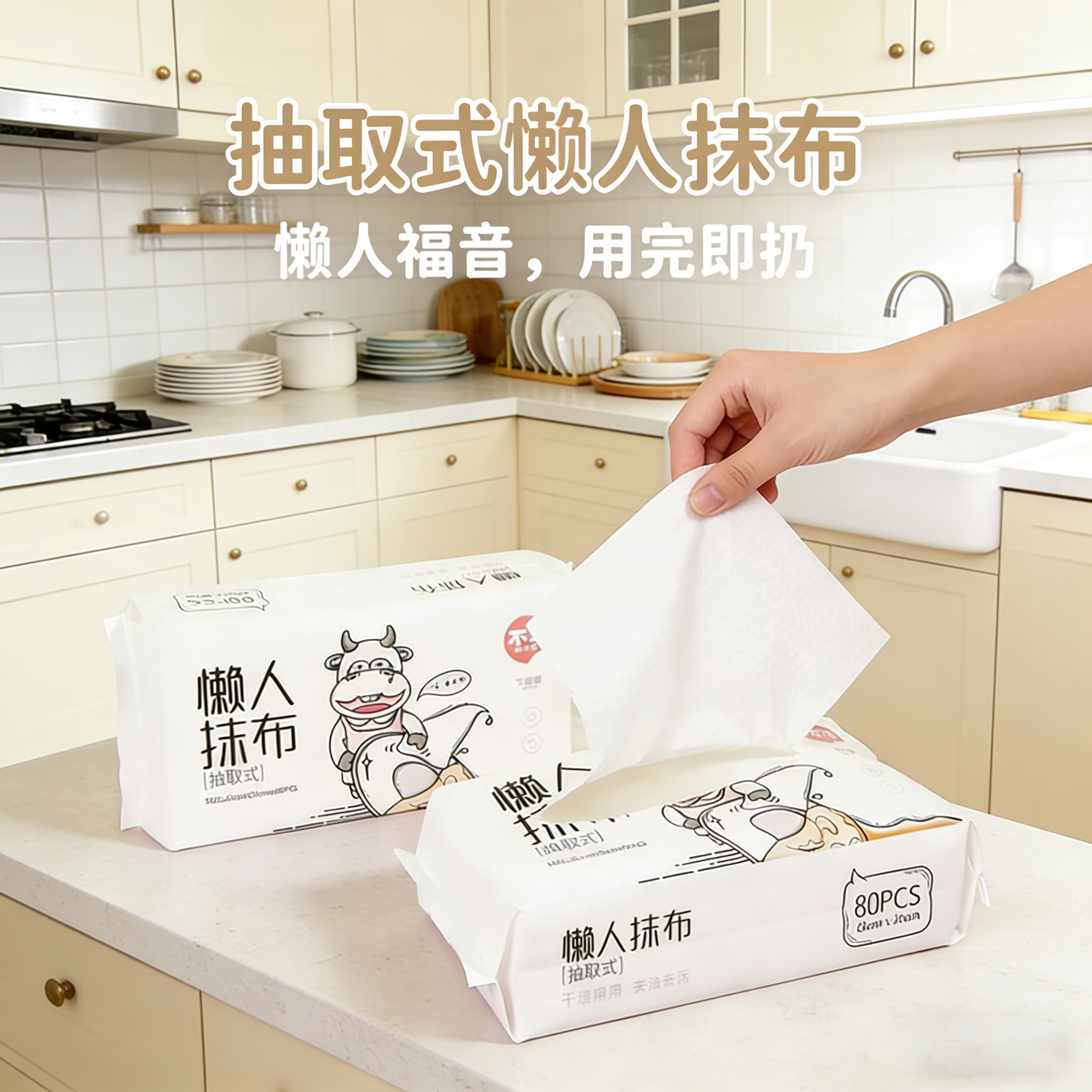 宜洁一次性抹布干湿两用不沾油