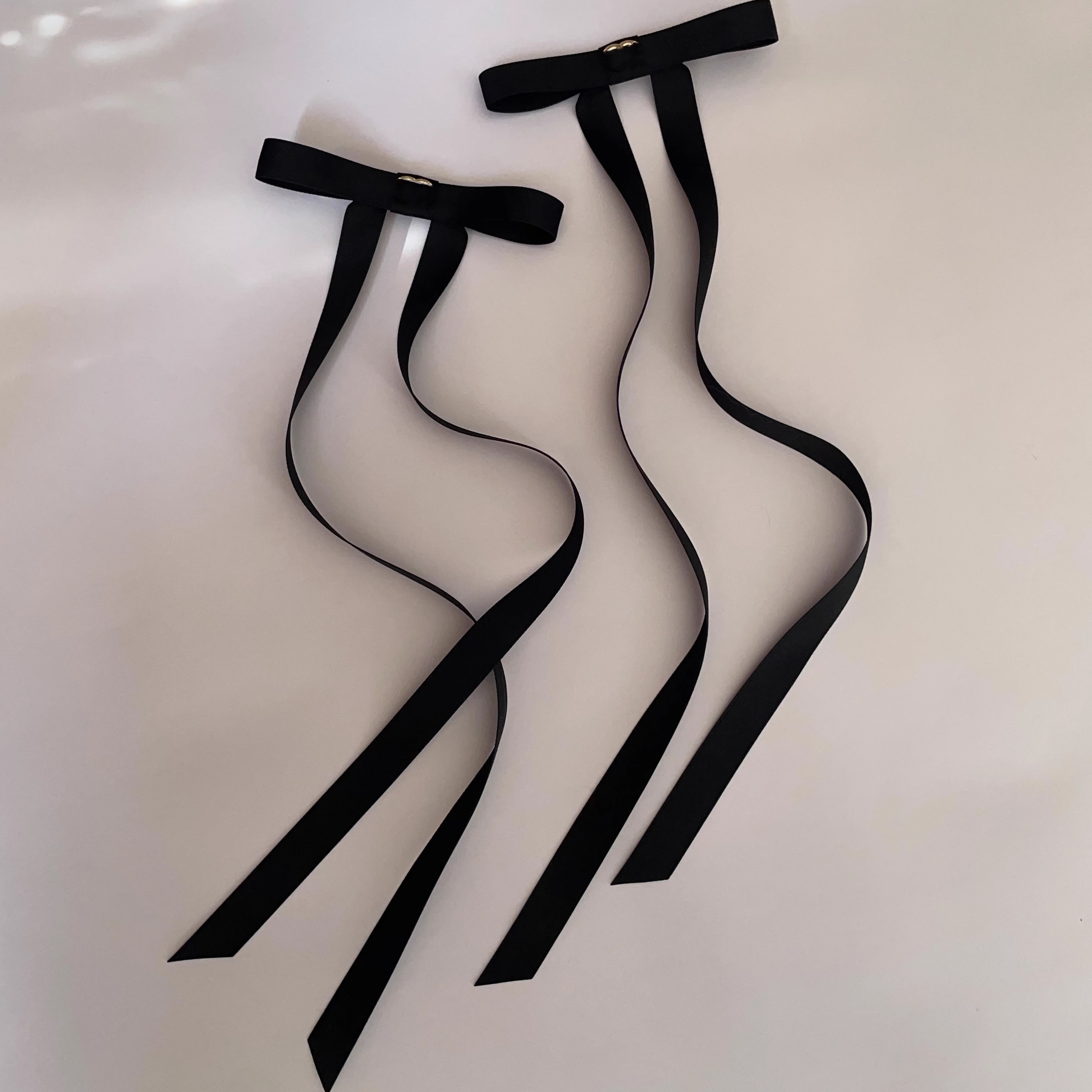 2025P春夏小香风长丝带缎面蝴蝶结发夹对夹法式cc高级感新款头饰