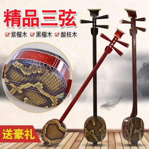 演奏紫檀三弦乐器黑檀大中小戏曲说书厂家直销乐器店学校老师推荐
