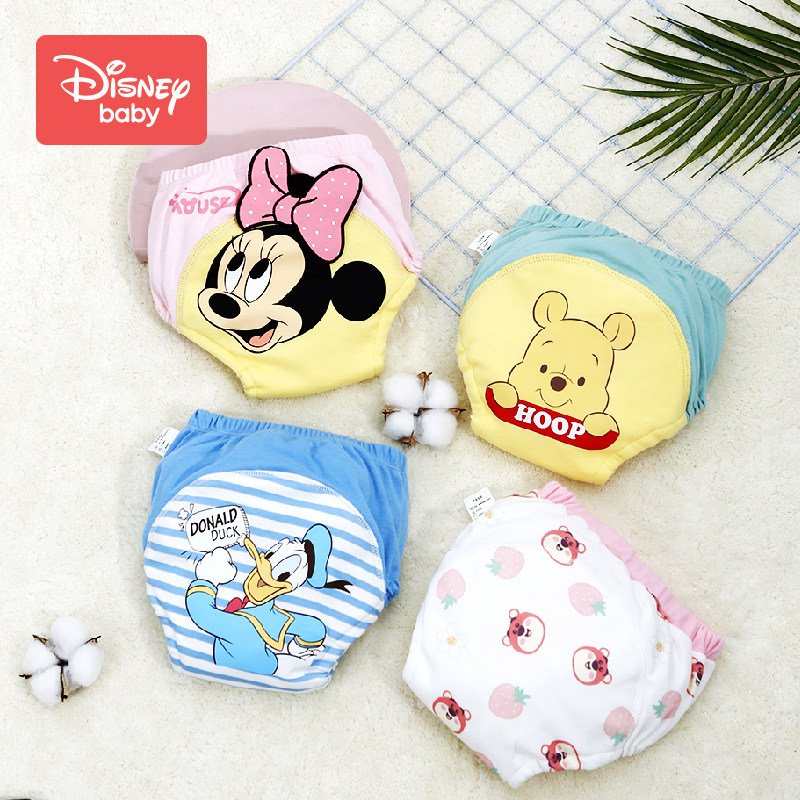 迪士尼如厕训练裤夏季宝宝男女婴儿童隔尿裤内裤可洗戒尿不湿纱布