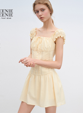 TEENIEWEENIE bearnova2025年夏季新款女装甜美俏皮木耳边连衣裙