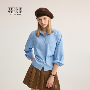 衬衣 简约气质时髦腰带设计翻领衬衫 TeenieWeenie小熊女装 春秋季