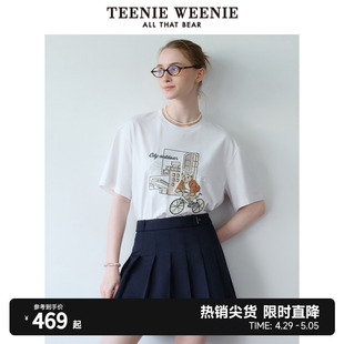 新款 圆领短袖 2024年夏季 TeenieWeenie小熊女装 T恤多巴胺白色上衣