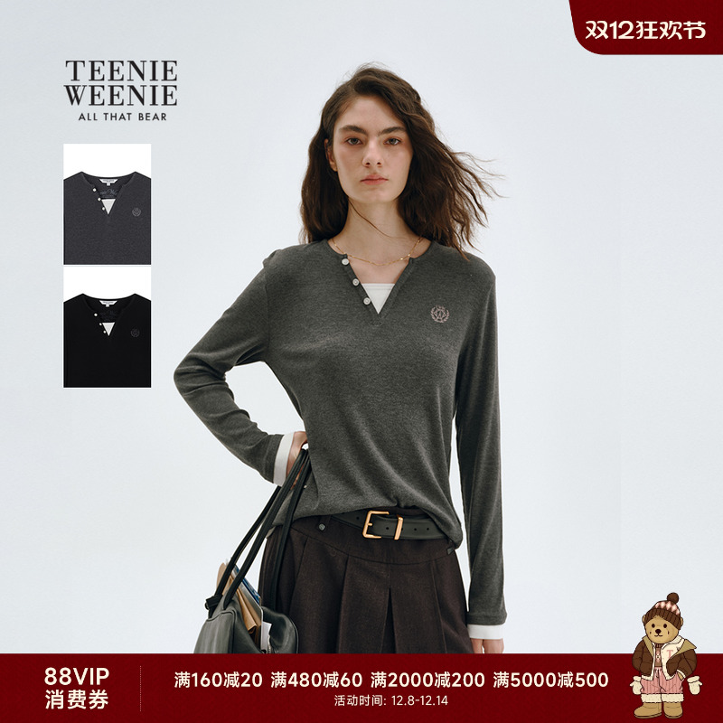 TeenieWeenie小熊女装亨利领T恤